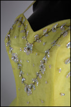 Vintage 1950s Yellow Sequin Tulle Cocktail Dress