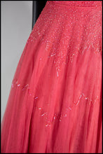 Vintage 1950s Raspberry Silk Tulle Sequin Dress