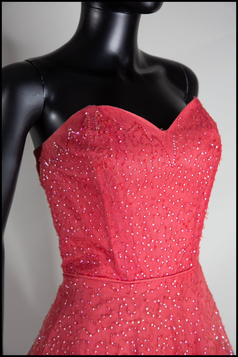 Vintage 1950s Raspberry Silk Tulle Sequin Dress – ALEXANDRAKING