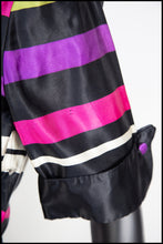 Vintage 1940s Liquorice Stripe Satin Dress