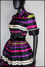 Vintage 1940s Liquorice Stripe Satin Dress