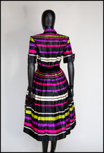 Vintage 1940s Liquorice Stripe Satin Dress
