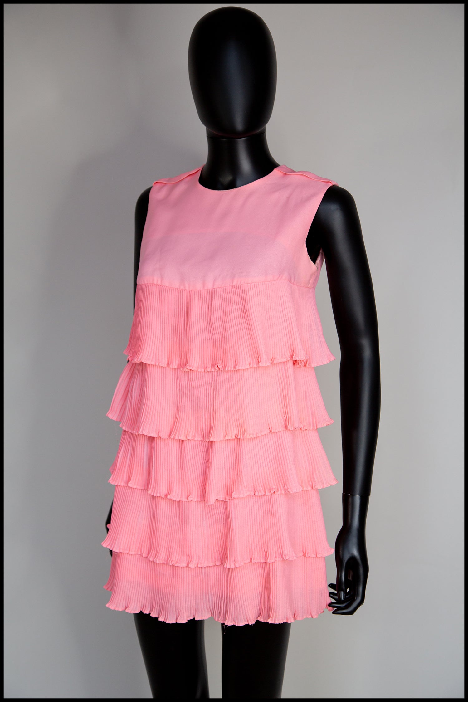 Vintage 1960s Pink Mini Ruffle Dress