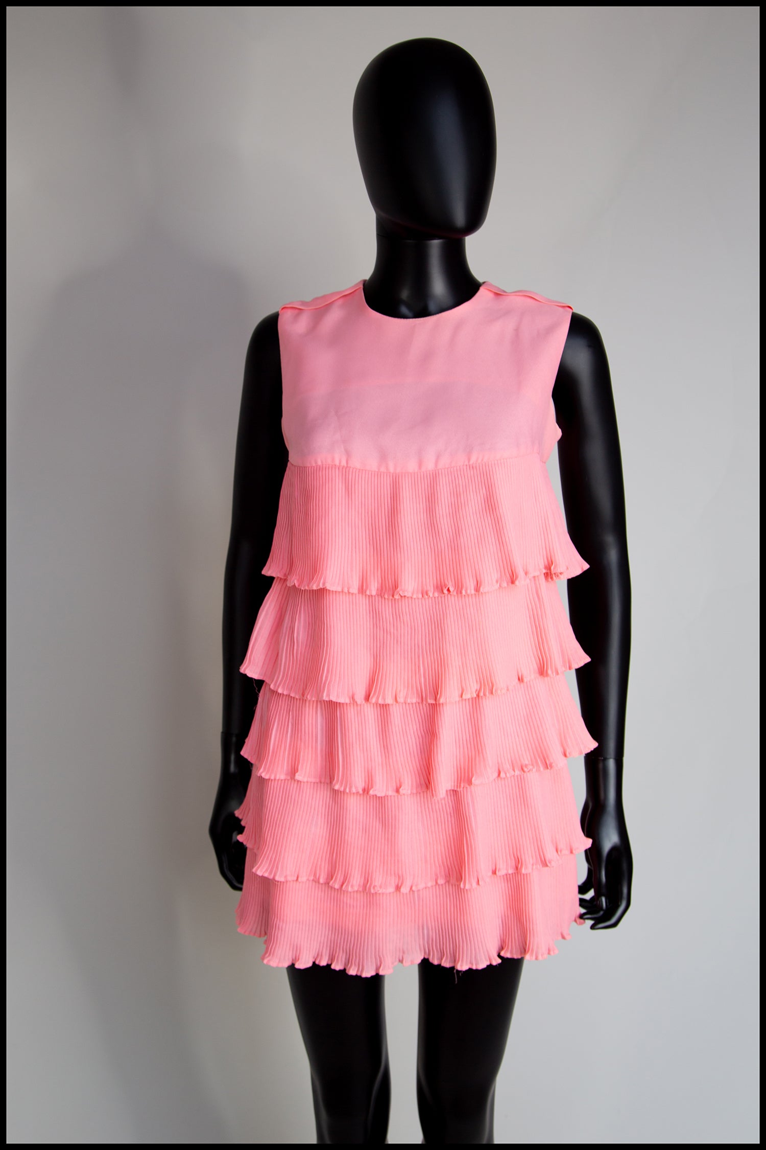 Vintage 1960s Pink Mini Ruffle Dress
