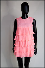 Vintage 1960s Pink Mini Ruffle Dress