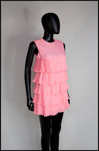 Vintage 1960s Pink Mini Ruffle Dress