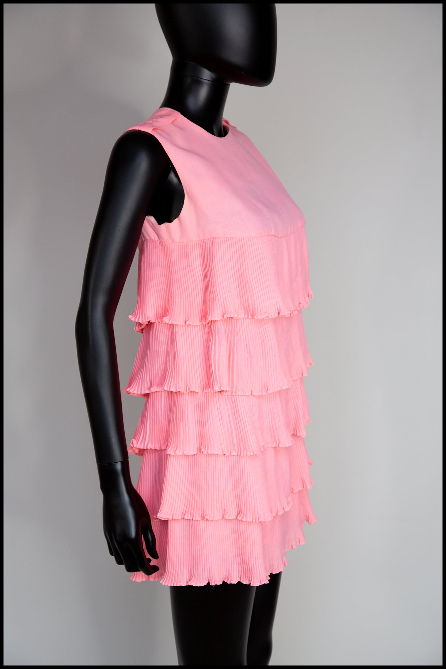 Vintage 1960s Pink Mini Ruffle Dress
