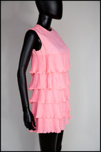 Vintage 1960s Pink Mini Ruffle Dress