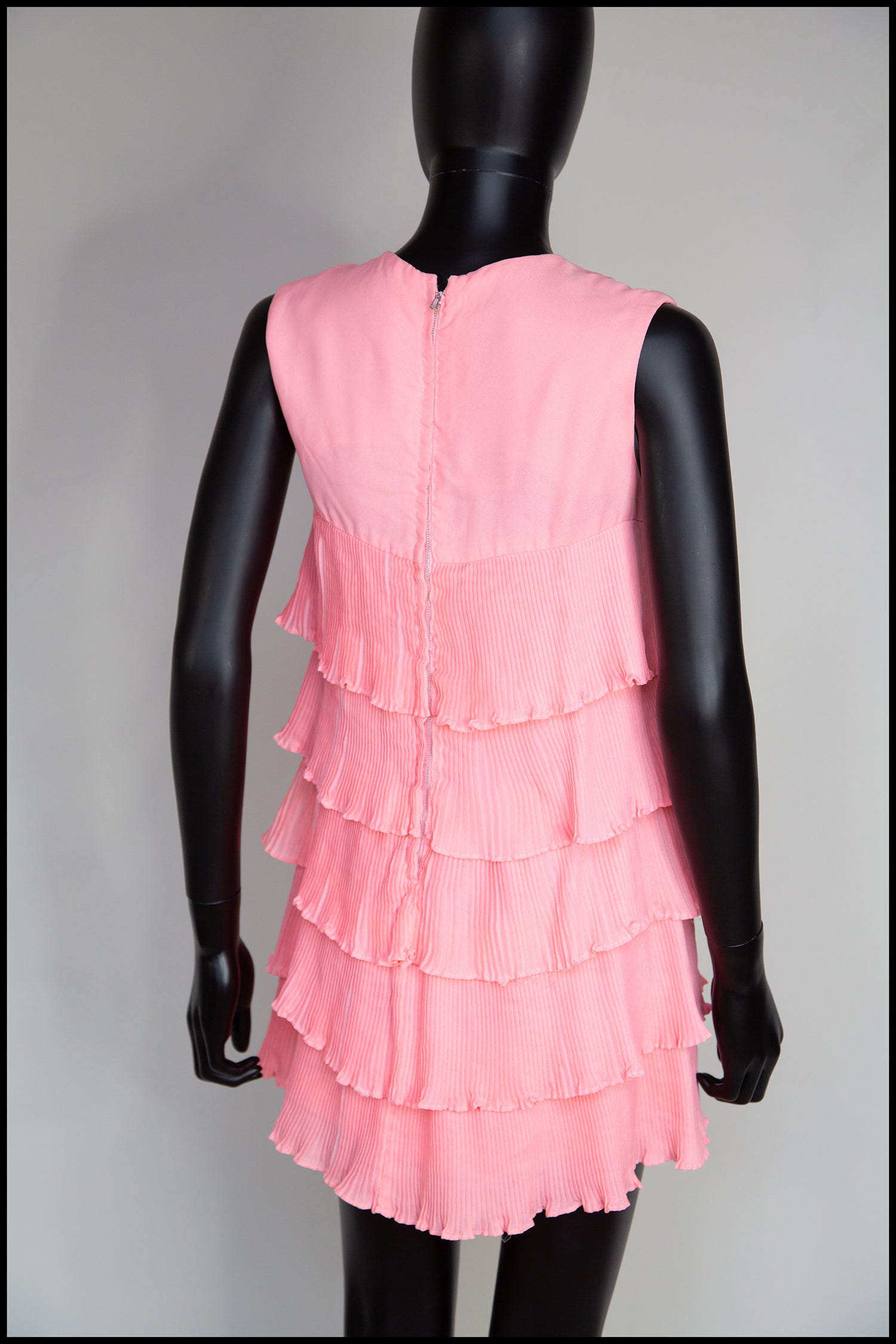 Vintage 1960s Pink Mini Ruffle Dress