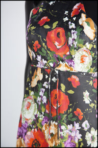 Vintage 1970s Rose Floral Chiffon Maxi Dress
