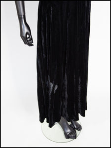 Vintage 1940s Black Pastel Silk Velvet Dress
