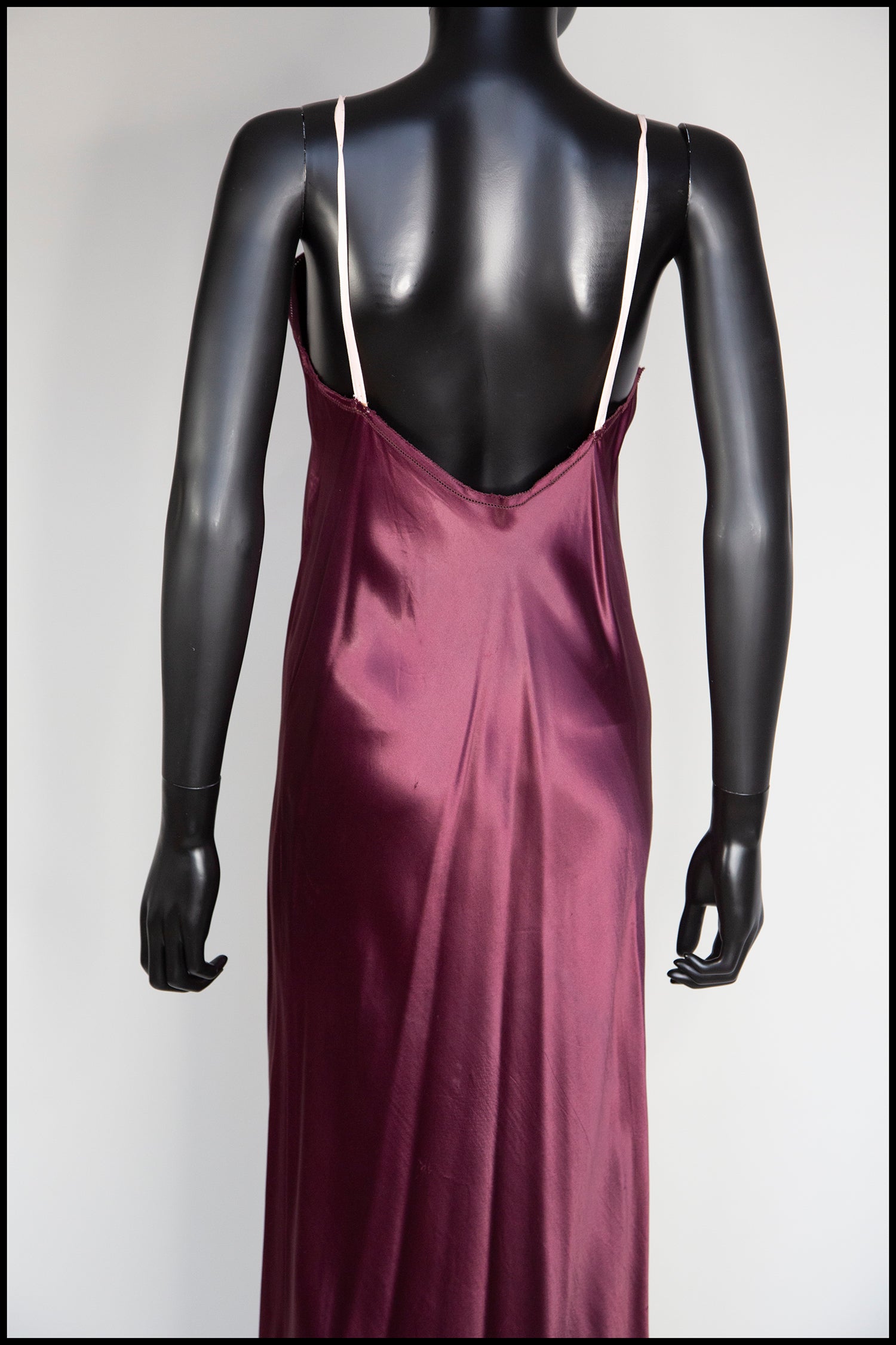 Vintage 1930s Plum Bias Purple Cut Satin Slip