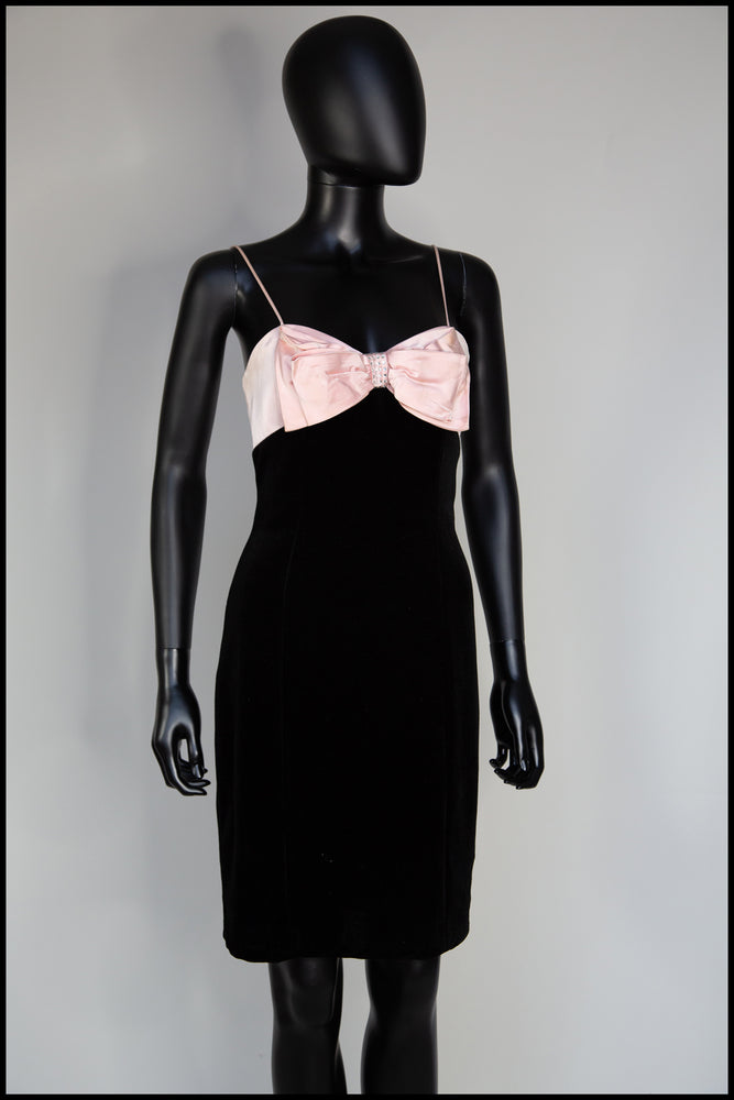 Vintage 1980s Pink Bow Mini Dress