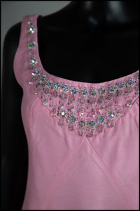 Vintage 1960s Pink Rhinestone Cocktail Dress