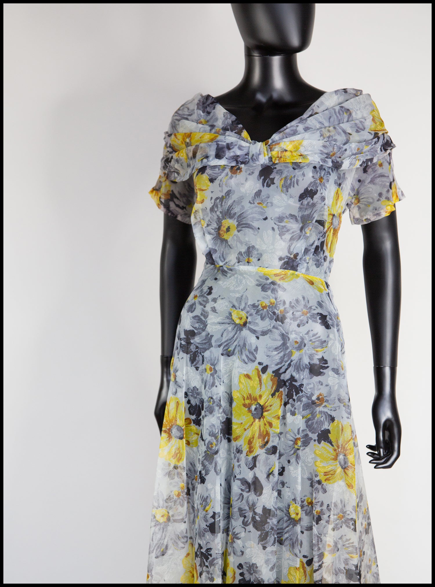 Vintage 1940s Nylon Floral Tea Dress