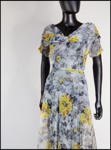 Vintage 1940s Nylon Floral Tea Dress