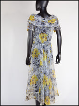 Vintage 1940s Nylon Floral Tea Dress