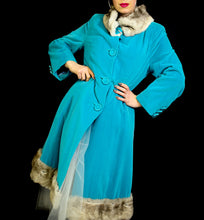 Vintage 1950s Blue Velvet Princess Coat