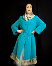 Vintage 1950s Blue Velvet Princess Coat
