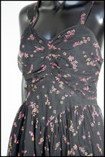 Vintage 1940s Black Printed Tulle Maxi Dress