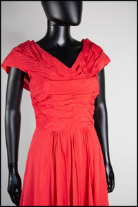 Vintage 1950s Red Evening Gown