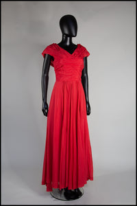 Vintage 1950s Red Evening Gown