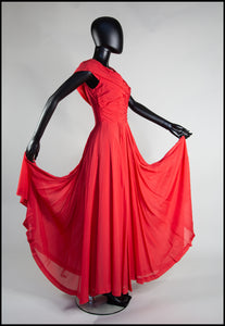 Vintage 1950s Red Evening Gown