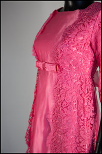 Vintage 1960s Pink Lace Mini Cocktail Dress