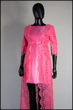 Vintage 1960s Pink Lace Mini Cocktail Dress