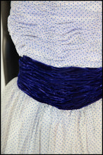 Vintage 1950s Blue Flocked Organza Gown