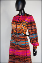 RESERVED Vintage 1970s Bee Print Silk Dress