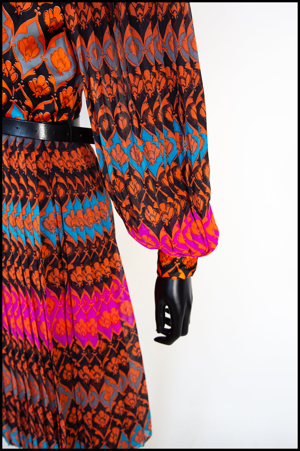 RESERVED Vintage 1970s Bee Print Silk Dress