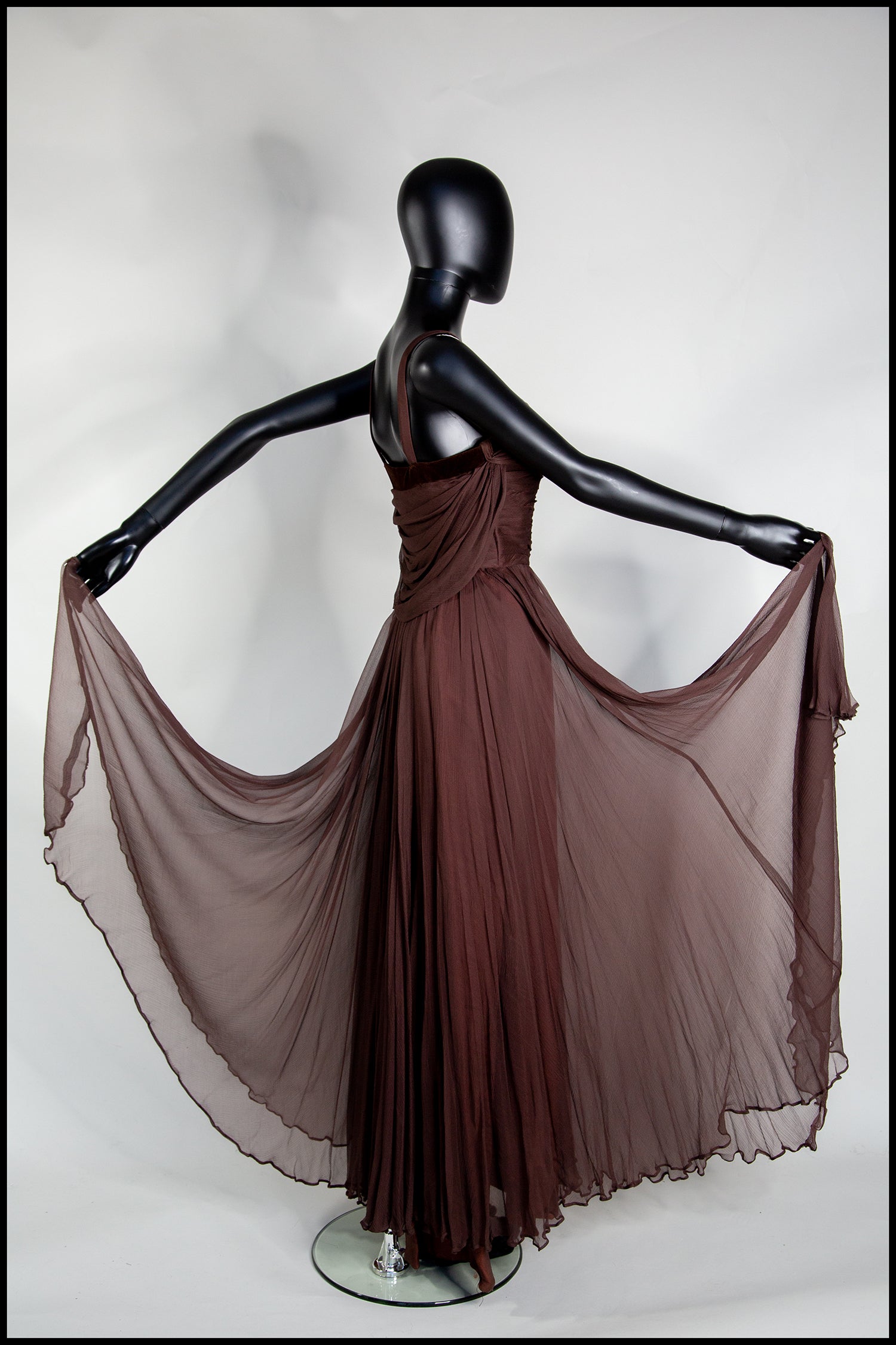Vintage 1950s Dark Brown Silk Chiffon Maxi Dress – ALEXANDRA-KING