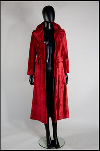 Vintage 1970s Red Velvet Midi Coat