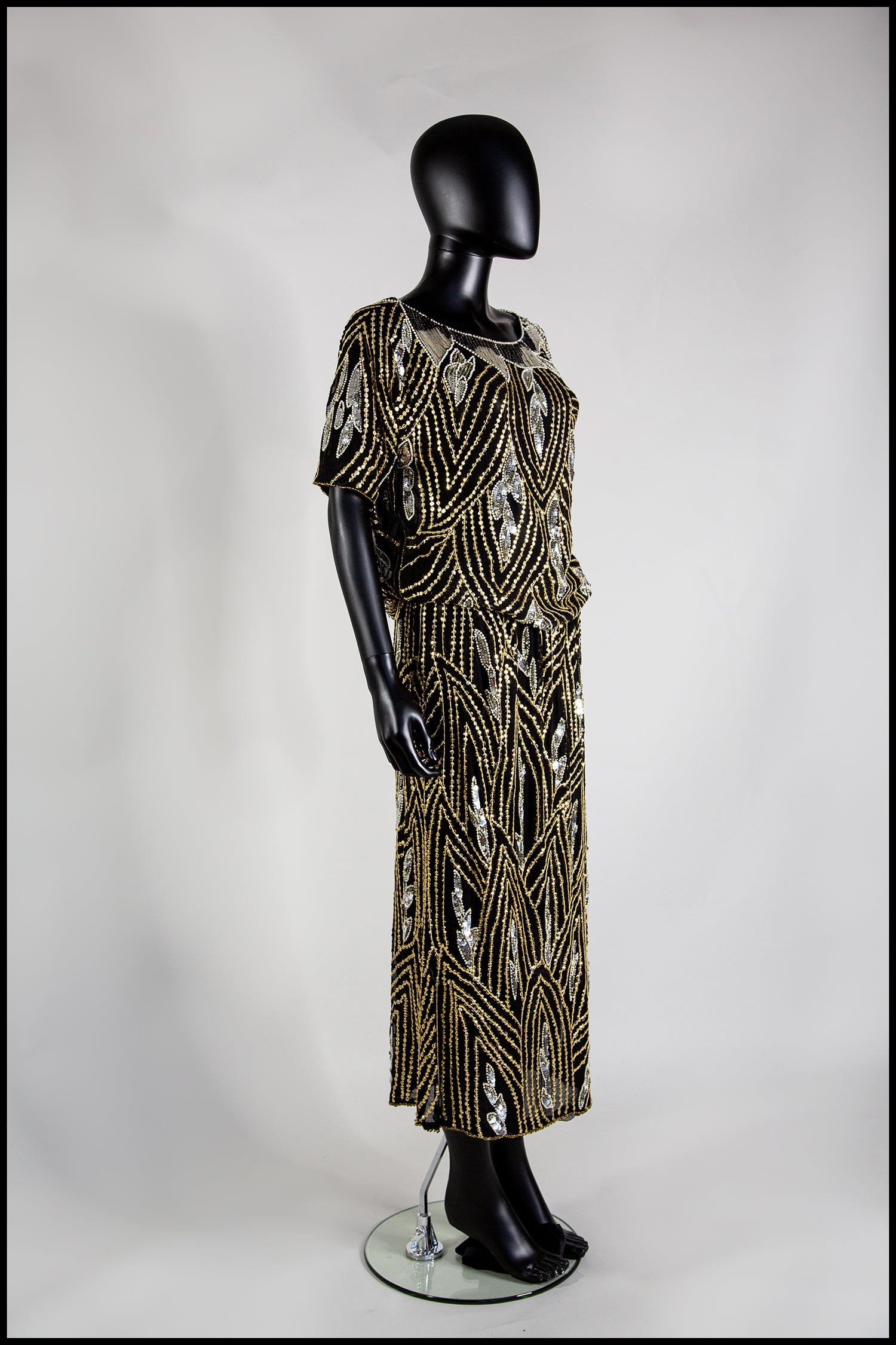 Vintage 1980s Gold Black Beaded Two Piece Dress ALEXANDRA-KING Vintage 1980s Gold Black Beaded Two Piece Dress ALEXANDRA-KING