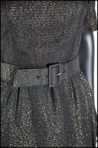 Vintage 1950s Black Gold Wiggle Dress