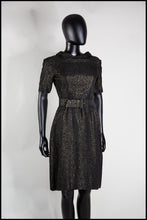 Vintage 1950s Black Gold Wiggle Dress