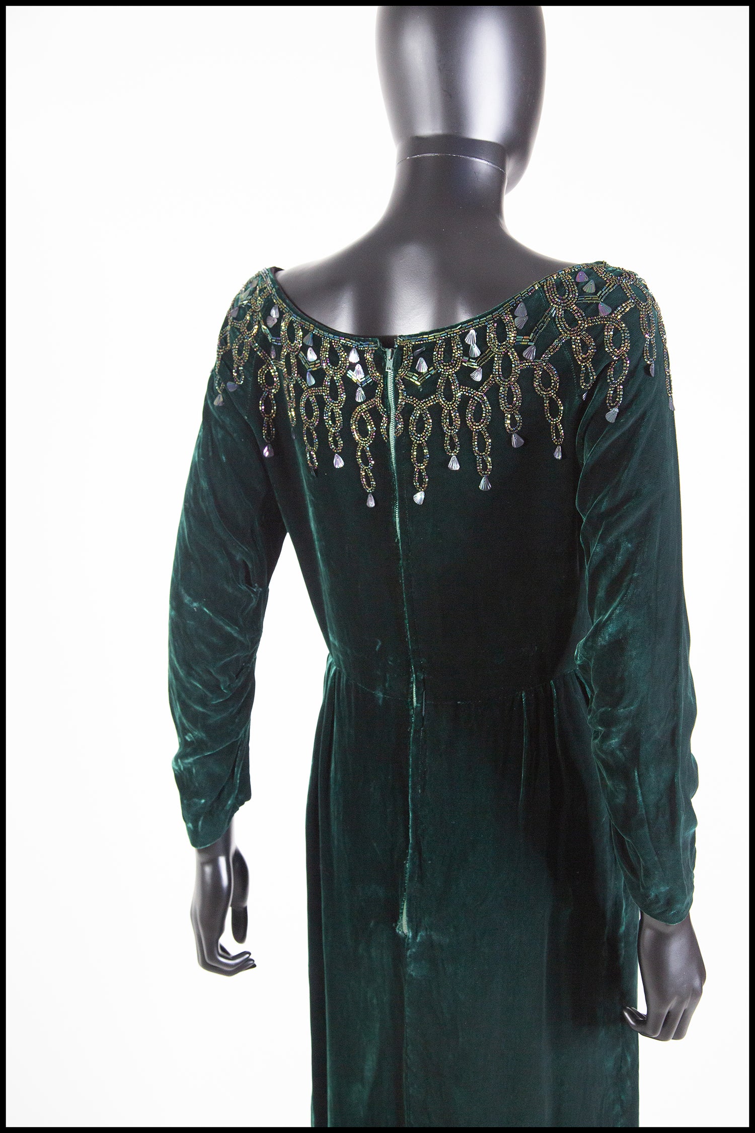 Vintage 1950s Green Velvet Dress