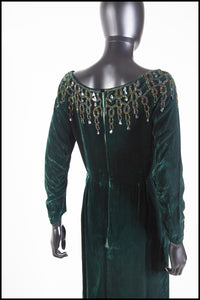 Vintage 1950s Green Velvet Dress