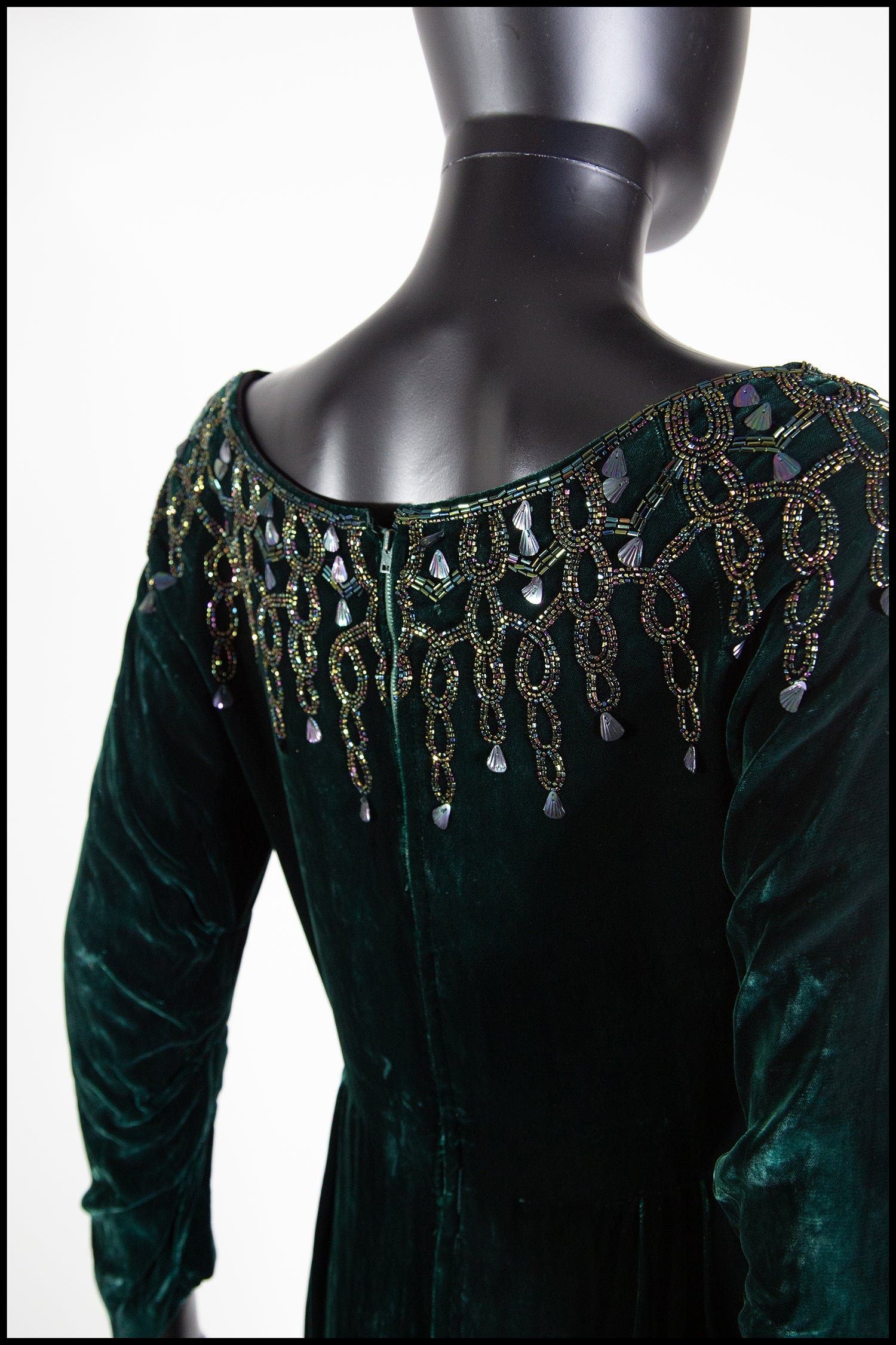 Vintage 1950s Green Velvet Dress