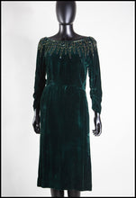 Vintage 1950s Green Velvet Dress