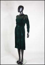 Vintage 1950s Green Velvet Dress