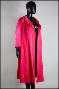 Vintage 1950s Shocking Pink Satin Evening Coat