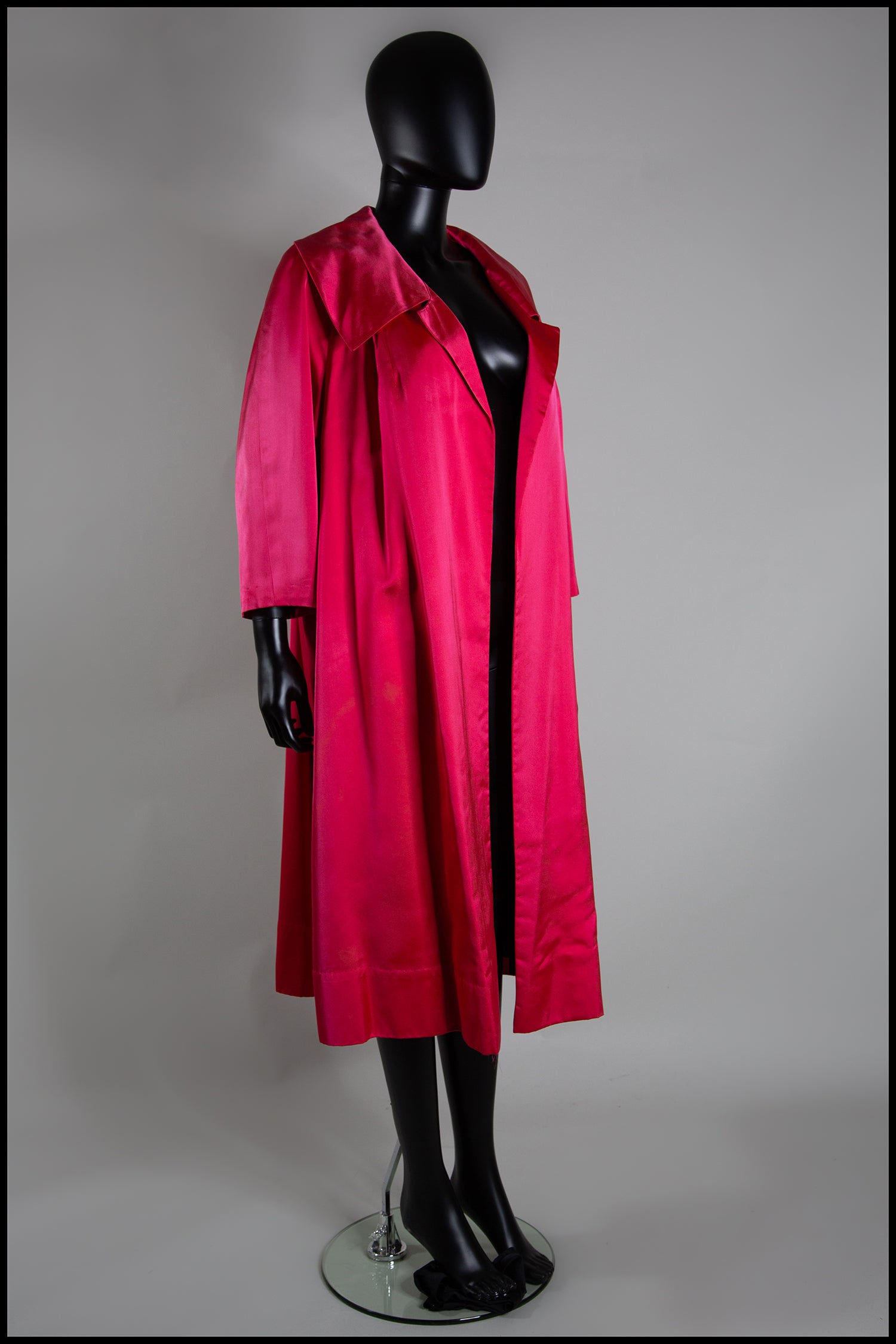 Vintage 1950s Shocking Pink Satin Evening Coat