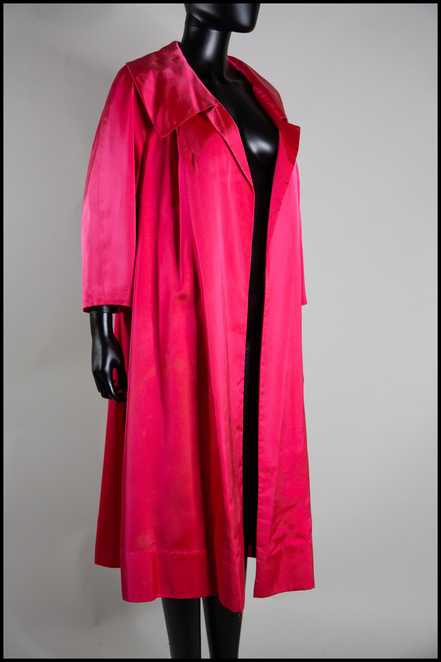 Vintage 1950s Shocking Pink Satin Evening Coat