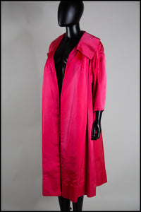 Vintage 1950s Shocking Pink Satin Evening Coat