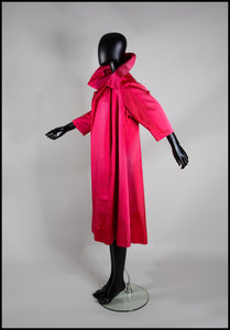 Vintage 1950s Shocking Pink Satin Evening Coat