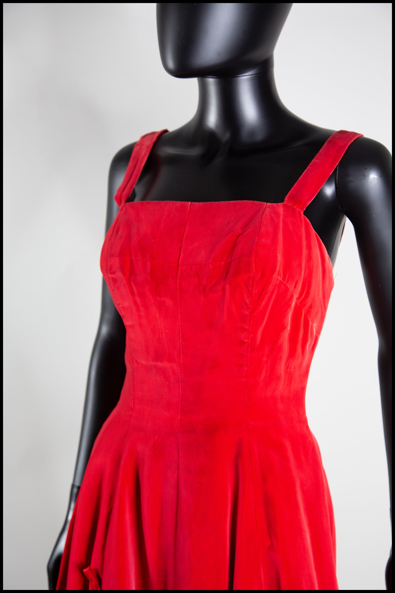 Vintage 1950s Red Velvet Ballgown Dress