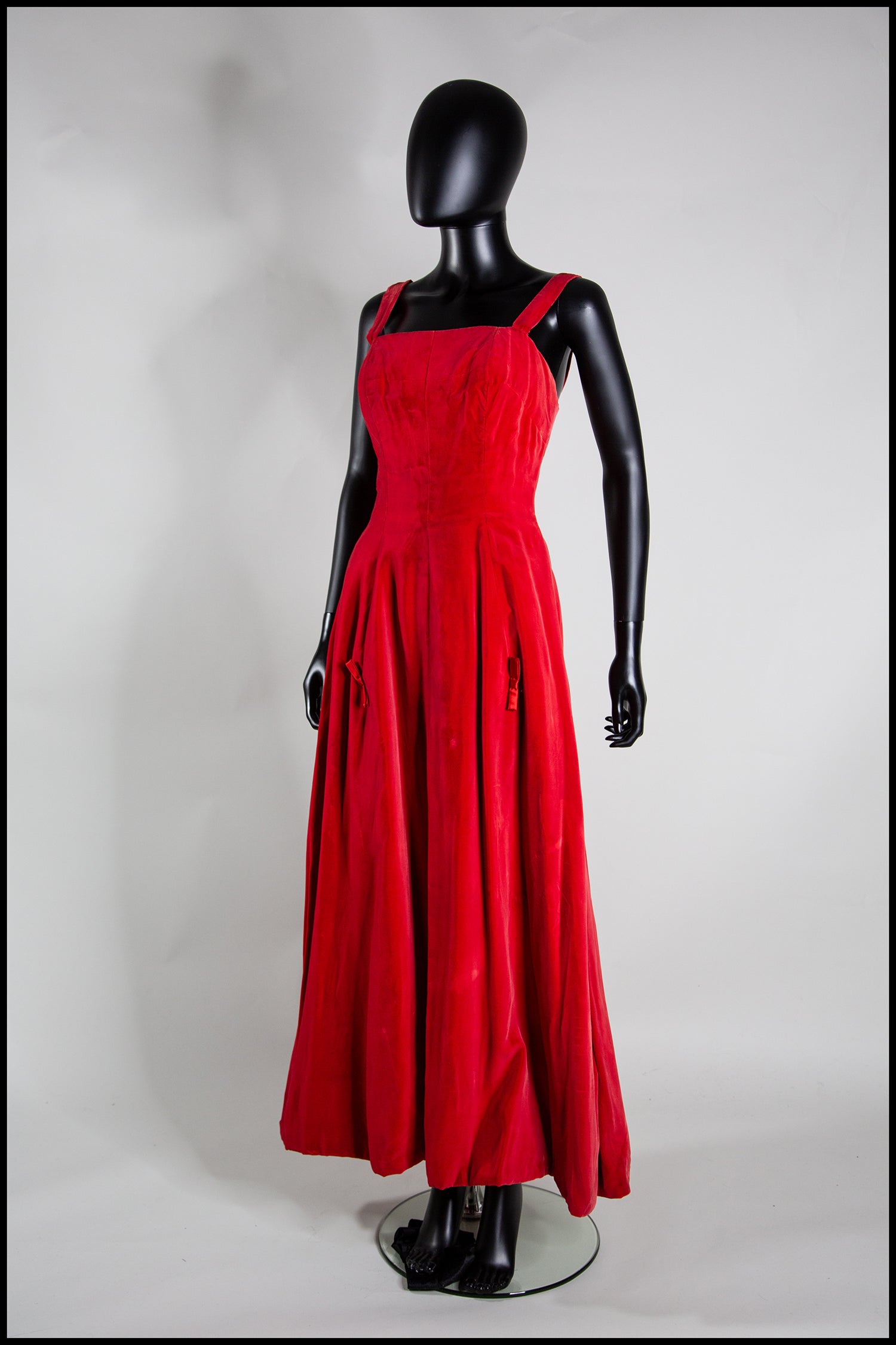Vintage 1950s Red Velvet Ballgown Dress