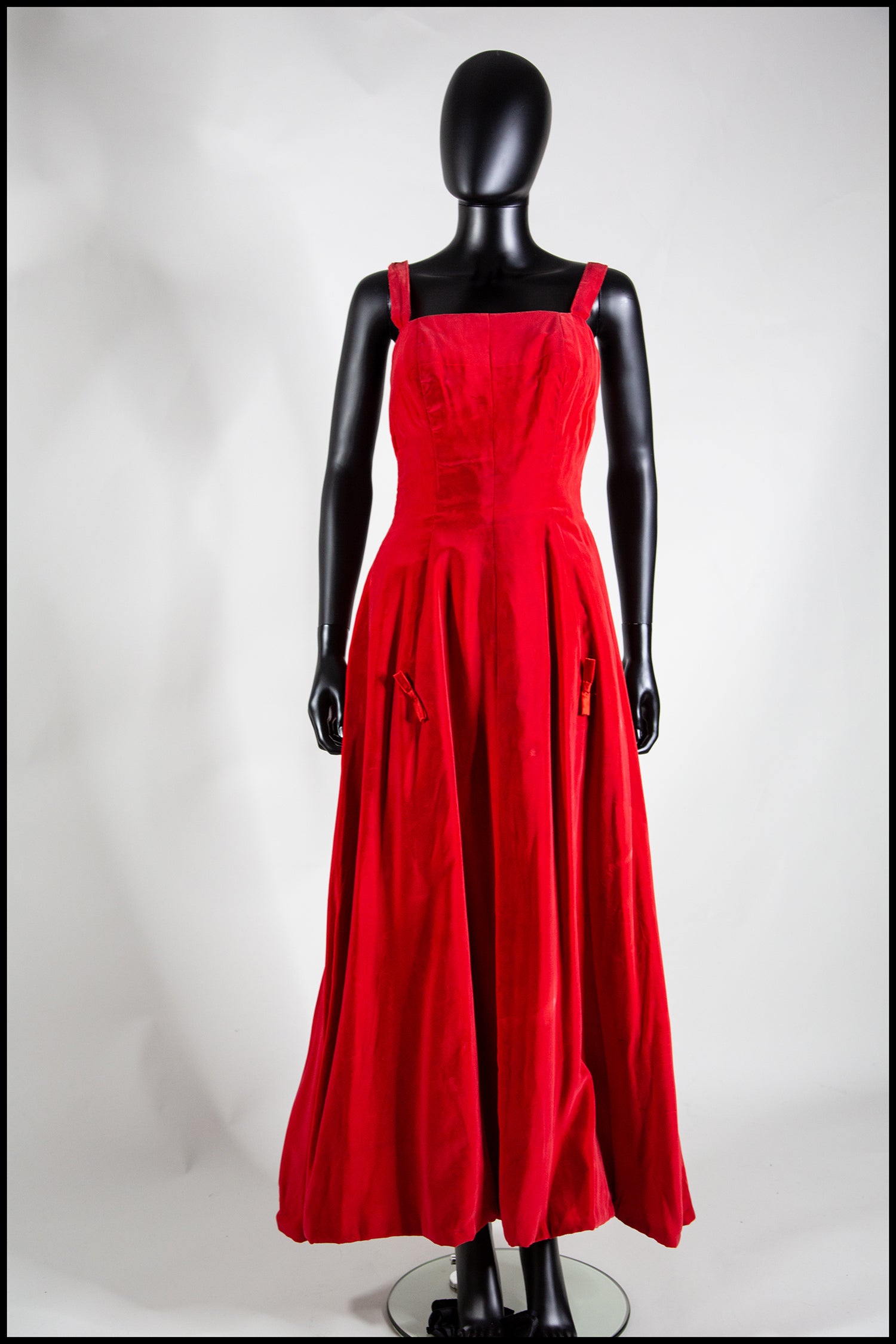 Vintage 1950s Red Velvet Ballgown Dress